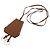 Hermès Hermes Leather Crochet Necklace Key Bell Ring Holder Charm Brown