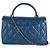 Borsa a mano media in pelle di agnello trapuntata blu navy Chanel - vista 2