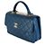 Borsa a mano media in pelle di agnello trapuntata blu navy Chanel - vista 3