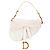 Dior White Mini Oblique Bestickte Canvas Saddle Bag Weiß