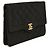Chanel 1996 Borsa a Spalla Clutch Haute Couture in Satin Nero con 2 catene - vista 2
