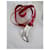 Tiffany & Co Roter und silberner Leder 'fish hook' Gürtel.  - Ansicht 6