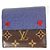 Billetera compacta Monogram y Taiga Louis Vuitton Castaño Azul