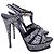 Décolleté T-Strap in pelle argentata con stampa leopardata Saint Laurent Tribute