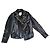 Giacca Biker Moschino in Pelle Nera e Oro Nero D'oro