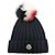 Berretto Moncler in lana blu navy con pompon di volpe