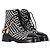 Timeless Botas de combate em couro preto e branco com padrão de tweed e logo CC entrelaçado da Chanel - vista 2