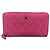 Cartera larga de cuero caviar rosa Chanel