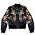 Dolce & Gabbana Leder Bomberjacke Blumen und Schlüssel Print Schwarz Mehrfarben
