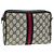 GUCCI GG Supreme Sherry Line Clutch Bag PVC Rosso Blu Navy Auth yb662