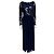 Vera Wang Abito da sera in paillettes e pizzo Blu navy