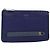 FENDI Clutch Tasche aus Leder Blau Silber Auth bs17465
