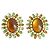 Autre Marque Barol Paris BO Fancy Clip Earrings Citrine and Green Golden Orange