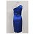 Michael Kors Mini Kratz-Effekt Ein-Schulter Kleid aus blauer Satin - Ansicht 8