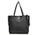 Tote Bolsa de ombro de couro feminina com logo triangular Prada Preto