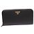 Portafoglio lungo con zip rotonda in pelle Saffiano Prada 1ML506 Nero