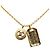 Gold Chanel CC runde und Rue Cambon Anhänger Halskette vergoldet Golden