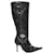 Autre Marque Black 1 To 3 Leather & Snakeskin Pointed-Toe Knee-High Boots Size 38  ref.1663043