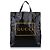 Borsa tote in cotone nero Gucci con stampa logo Medium