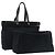 Hermès HERMES Herbag Cabas GM Tote Tasche Canvas Leder Schwarz Silber Auth ep5581