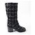 Botas largas de cuero y tweed Chanel G39614 negras - vista 5