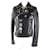 Yves Saint Laurent Veste en cuir Saint Laurent, badge multi-épingle, noir  - vue 1