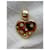 Yves Saint Laurent Pendentif coeur métal doré et strass.  - vue 5