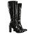 Marmont Schwarze Lackleder-Knöchelstiefel mit Gucci-Pferdebit