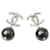 Orecchini Chanel CC Mark Swing perle e strass Nero Argento  - vista 1