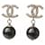 Orecchini Chanel CC Mark Swing perle e strass Nero Argento  - vista 5