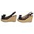 Sandali con zeppa Valentino Rockstud in pelle nera con fiocco Nero - vista 4