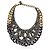 Chanel Collana in tweed grigio con catena in metallo gunmetal e oro - vista 5
