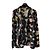 Autre Marque Bluse Blazer IVI Collection aus schwarzer Seide mit Blumenmuster