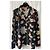 Autre Marque Bluse Blazer IVI Collection aus schwarzer Seide mit Blumenmuster - Ansicht 4