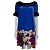 Temperley London Abito in seta blu e multicolore con maniche a tromba