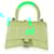 Balenciaga Fluo Green Shiny Calfskin Crocodile Embossed XS Hourglass Top Handle Leather  ref.1737480