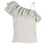 Blusa a righe con volant Ganni Wilkie in cotone e seta bianca Multicolore