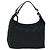 Bolso de hombro Gancini de nylon negro y plata de Salvatore Ferragamo Auth bs18811