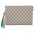 Gucci GG Supreme Second Bag Clutch Beige Green Leather Plastic  ref.1750753