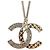 Chanel Collana CC B17C Logo in oro invecchiato Matelassé GHW con cristalli in scatola D'oro