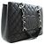 CHANEL Grande Bolsa de Compras GST 13" em Couro de Bezerro Texturizado com Corrente Preto