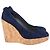 Stuart Weitzman Corkswoon Wedge Pumps in Camoscio Blu Navy