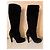 Bottes Gucci en cuir et fourrure noires - vue 11