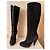 Bottes Gucci en cuir et fourrure noires - vue 7
