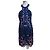 Marchesa Vestido de renda de pássaro em um azul claro com acentos florais rosa