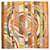 Hermès Orange & Multicolor Hermes Astrologie Nouvelle Motif Printed Silk Scarf  ref.1762857