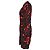 Abito camicia stampato Dries Van Noten in satin nero e rosso - vista 2