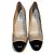 Lk Bennett 10 cm hoher Absatzschuh. Beige aus Napa mit einer schwarzen Lackspitze.