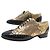 SCARPE CHANEL G31213 RICHELIEU 38 IN PELLE LUCIDA D'ORO E NERA