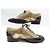 SCARPE CHANEL G31213 RICHELIEU 38 IN PELLE LUCIDA D'ORO E NERA - vista 2